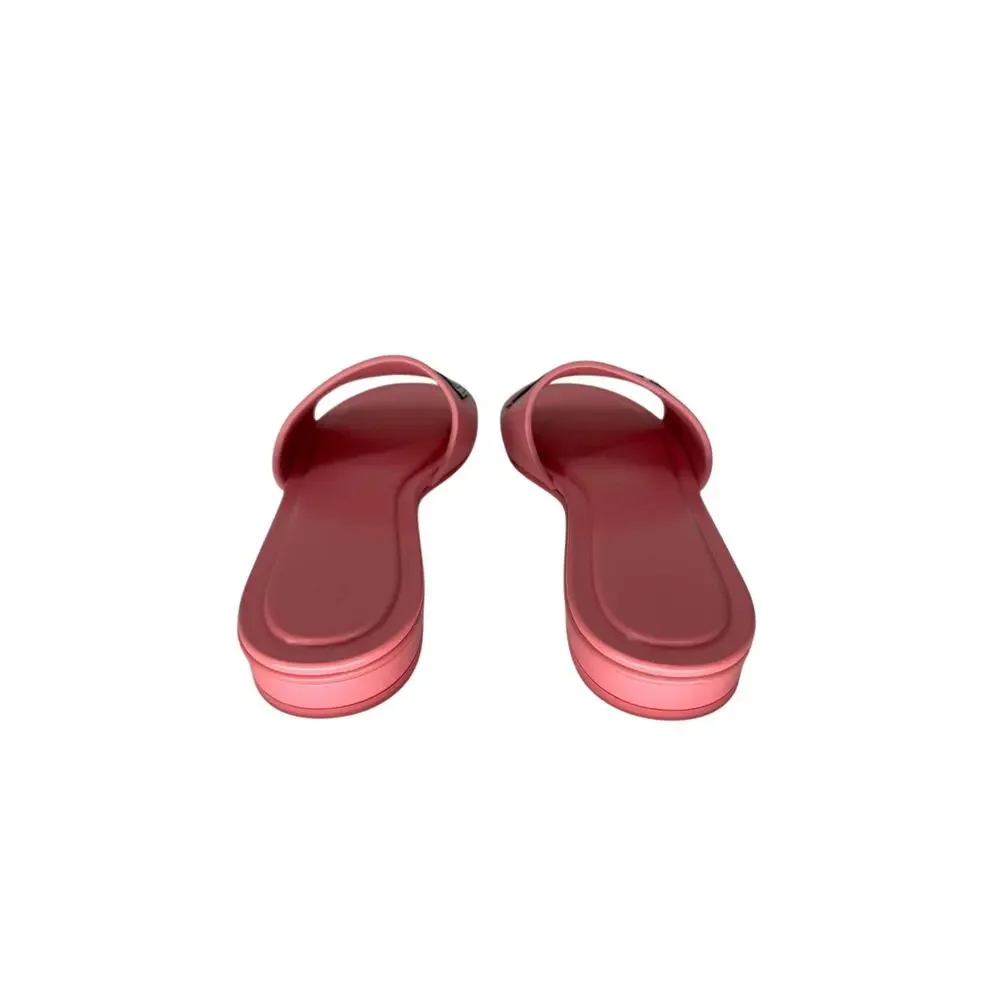 Chanel Calfskin Patent Calfskin Logo Slide Mules Pink Women's Size 37 NWOB